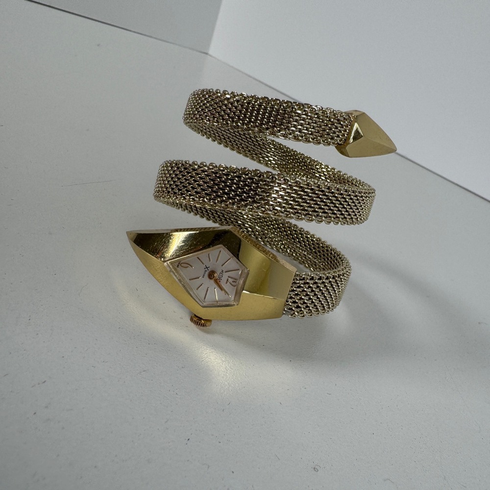 Vintage MEDANA "Snake" Gold Mesh, Wrap-Around Bracelet, Hand Wind READ AS IS